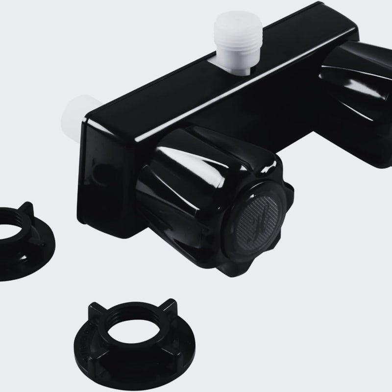 DSRTLP RV Shower Faucet, Camper Shower Faucet Replacement, with 2 knobs 4 Inches Outdoor Shower Faucet use for Mobile outside Van Travel Trailer Motorhome Bathroom and Boat(Black Faucet) - Image 5